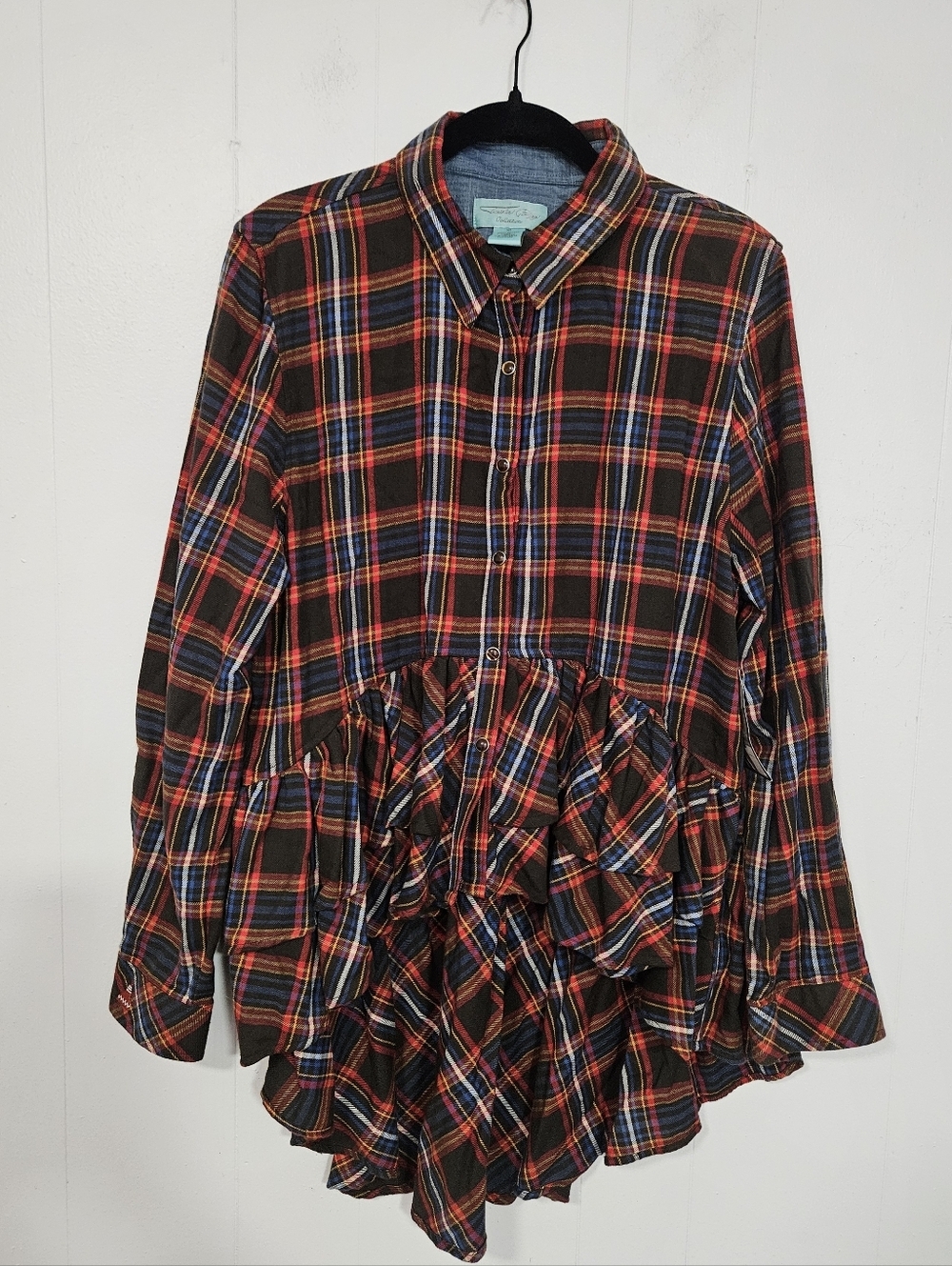 NWT TASHA POLIZZI Collection Mary Hilo Plaid Ruffled Tunic